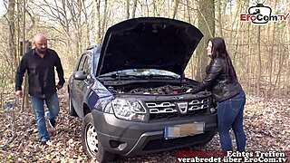deutsche teen blows mechanic after car breakdown!