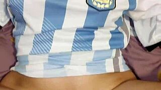 Damn that chileno poundin the big ass argentina so rough n blasts cum all over her face finally!!