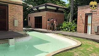 Threesome Adventure with Big Ass Colombian Milf and Foreign Partner Bareback Cum Swap