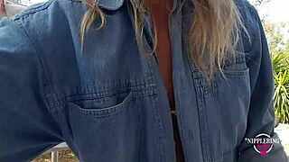 oh man my pierced nipples and pussy feel so kinky outdoors flashing extreme.