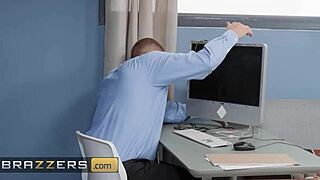 Catherine Knight blows deepthroats rides coworker Xander and boss Danny D in office threesome cum fest.