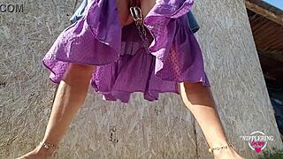 oh man my pierced nipples and pussy feel so kinky outdoors flashing extreme.