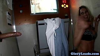 damn this glamour cocksucker gets drilled hard at the gloryhole close-up