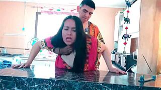in the kitchen indian stepmom fucks her stepson hard and raw