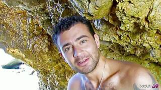slim spanish teen's risky outdoor pound ends in sloppy stranger facial blast