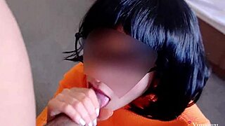 oops velma drops her glasses and whoops gets caught sucking huge cock doggy style