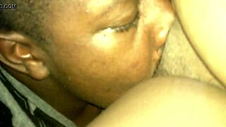 He devours her chocolate skinny pregnant pussy with juicy tongue licks