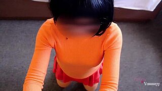 oops velma drops her glasses and whoops gets caught sucking huge cock doggy style