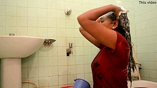 you gotta see this indian aunty bathing in her bathroom sharing boob milk vibes