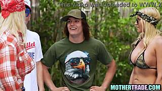 Step moms dare step sons into a taboo 4some fuck game turning wild with big asses