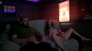 cinema flash our juicy pussies then wank and cum together 😍💦