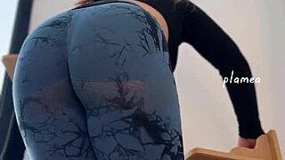 damn check this latina housewife's perfect round ass workout in leggings 🔥🍑