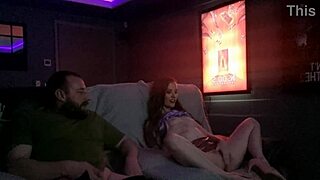 cinema flash our juicy pussies then wank and cum together 😍💦