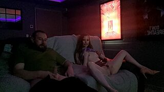 cinema flash our juicy pussies then wank and cum together 😍💦