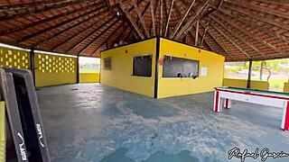 guy pounds beach hottie in santos abandoned kiosk after meeting her on shore
