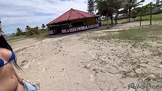 guy pounds beach hottie in santos abandoned kiosk after meeting her on shore
