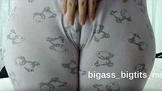 Camel toe pussy in pajamas masturbation
