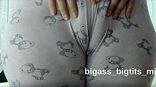 Camel toe pussy in pajamas masturbation