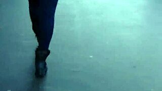 Candid blue jeans walking footage