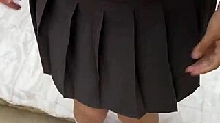 Mexican schoolgirl loses bet and sucks classmate
