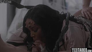 Curvy ebony spider woman sucks neighbors in threesome