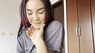 skinny girl gets fucked by boyfriends friend while away