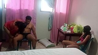 My stepsister likes to watch the neighbor grandma suck my cock slowly