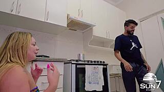 slutty stepmother licks godsons dick hidden from cuckold