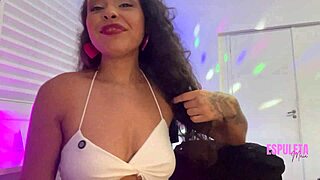 blonde in micro shorts bends over for doggystyle blowjob