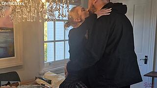 Kitchen table quickie fuck with blonde