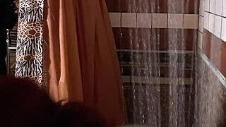 scarlett mae takes a shower while spied on