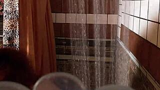 scarlett mae takes a shower while spied on