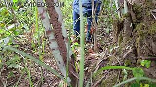 Fat black bbw bent over for monster cock in bush