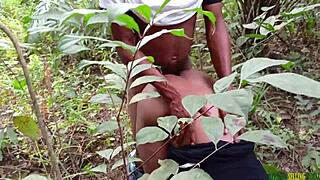 Fat black bbw bent over for monster cock in bush