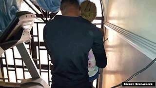 gym instructor seduced by big ass 45 years old client fucks her horny pussy with his bbc