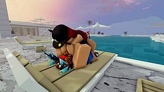 naked transsexual at pool gets anal assfucking from black guy with cock