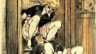 Vintage erotic art displayed in antique style
