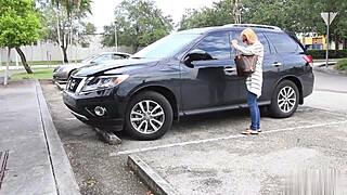 Public reality porn with cheating blonde soccer mom sucking black dick