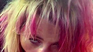 pretty hooker gets on her knees to suck dick in the backseat of a car and takes a load in her whore mouth