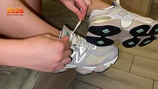 Cum floods sneakers in compilation