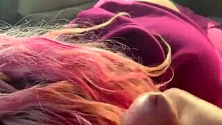 pretty hooker gets on her knees to suck dick in the backseat of a car and takes a load in her whore mouth