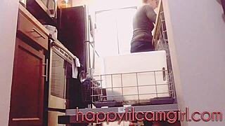 Girl ignores you cleaning kitchen giantess recording