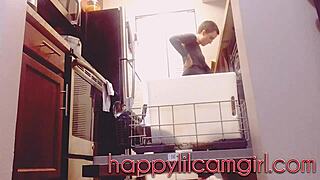 Girl ignores you cleaning kitchen giantess recording