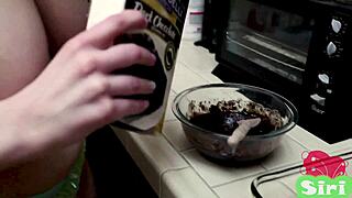 Baking blonde siri got a lot of fun in the kitchen