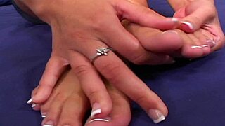 cumming on her white toenails and bare feet