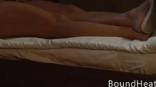 Hot lesbian slave fingers herself in bondage till orgasm