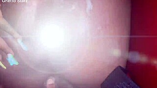 ebony slut spits messy cum on ass