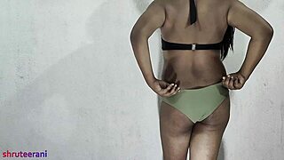 Olive bikini crossdressing by indian shemale