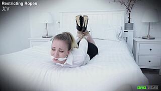 Cute girl next door gets tied and gagged in bondage
