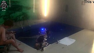 Threesome friends fucked blonde hard in motel pool